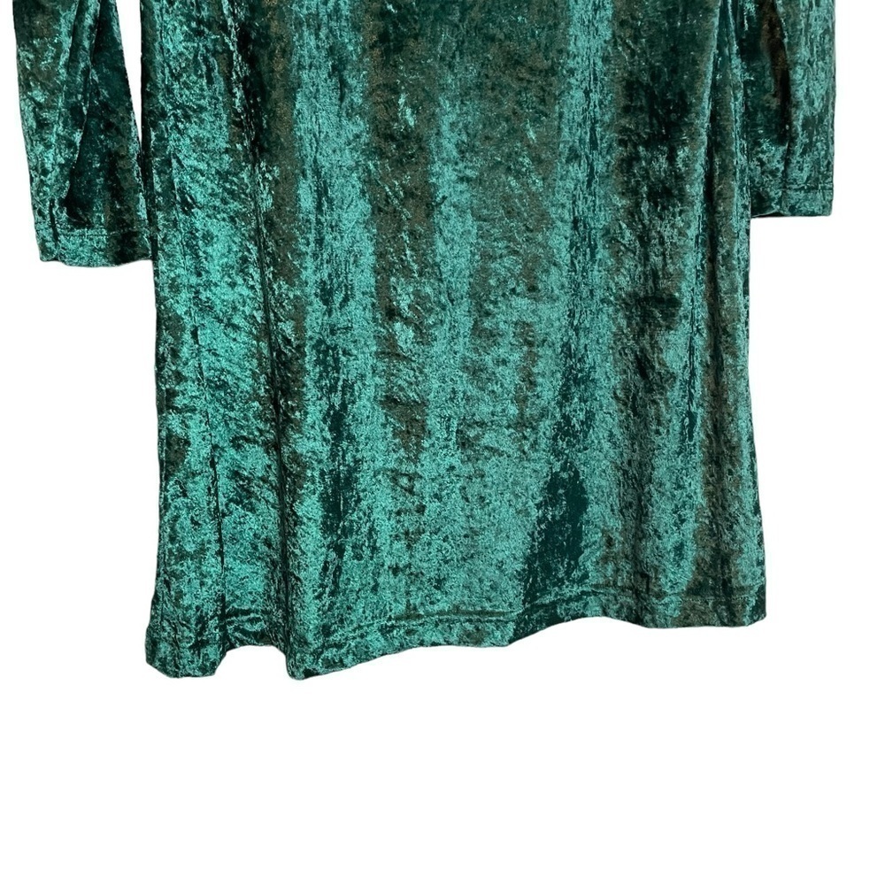 Vintage Cartesian Sport Green Velour Mock Neck Long Sleeve Dress Sz.S - Picture 2 of 10